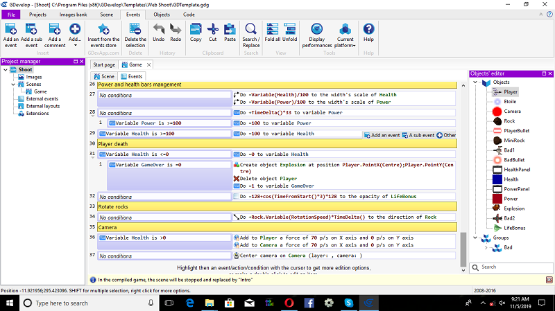 2D Air Force Combat Game Using gdevelop Engine